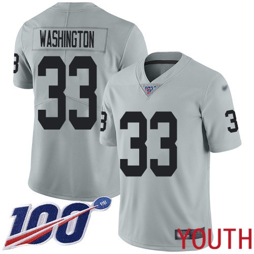 Oakland Raiders Limited Silver Youth DeAndre Washington Jersey NFL Football 33 100th Season Jersey